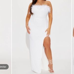 Sequenced feather gown